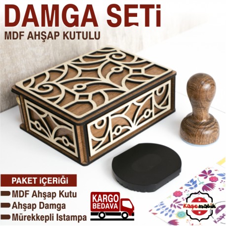 MDF Ahşap Kutulu Kitap Damgası Seti 3
