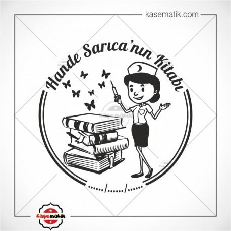 K 403 Hemşire Kitaplar ve Kelebekler Temalı Mühür