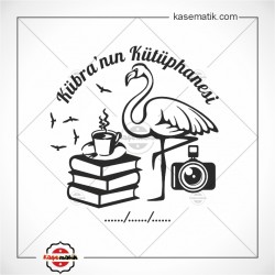 K 440 Flamingo Kitap Kahve Temalı Kitap Damgası