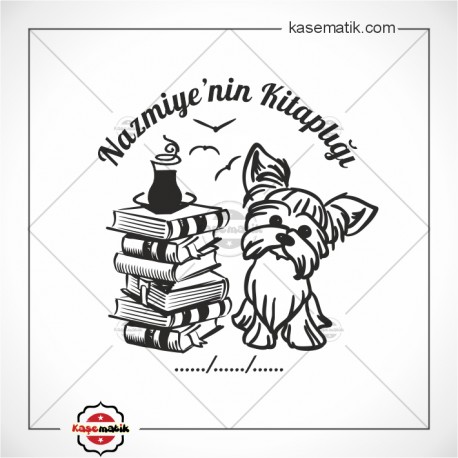 K 444 Sevimli Köpek Kitap Çay Temalı Kitap Damgası