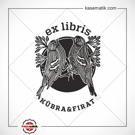 BK 35 Daldaki Kuşlar Ex Libris Mühür Tasarmı