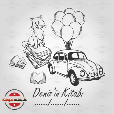 K 58 Kedi ve Uçan Araba Kitap Damgası